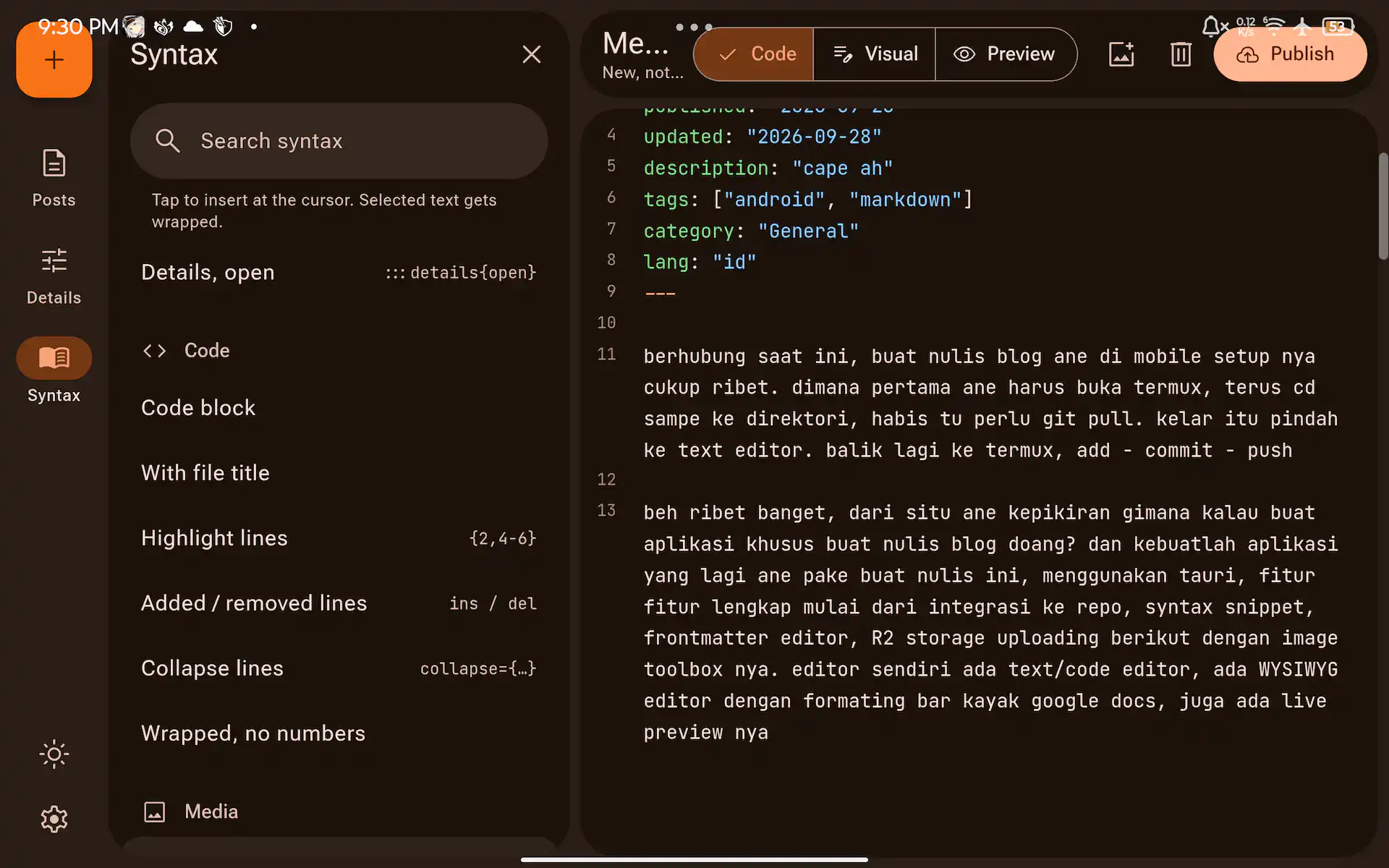 Code view